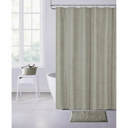 GFANCY FIXTURES 72 x 70 x 1 in. Silver Soft Textured Shower Curtain GF3093652